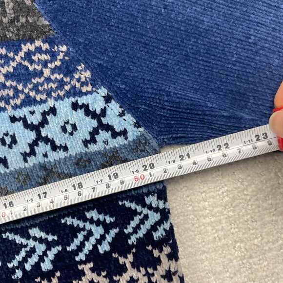 VTG Daniel Laurent Blue Fair isle Mock Neck Sweater Nordic Women L Scandinavian - Picture 7 of 13